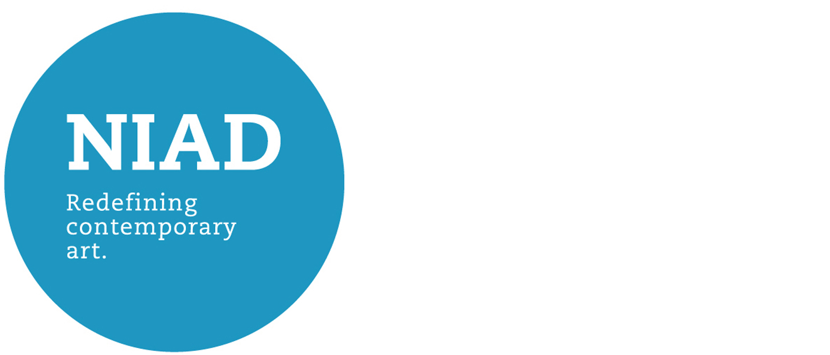 NIAD's logo - a round blue circle containing words in white serif font that read "NIAD Redefining Contemporary Art"