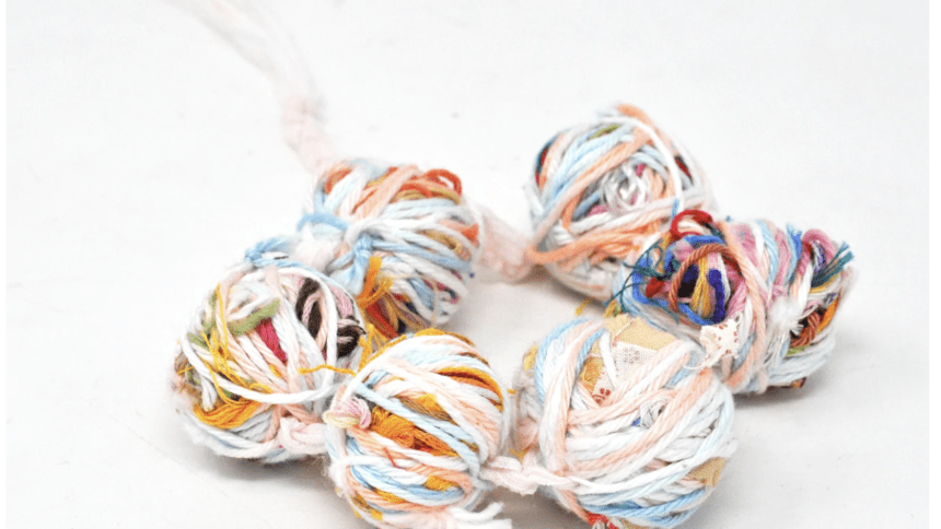 colorful yarn ball bracelet